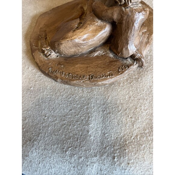 VTG Handmade Resin Girl & Her Horse Sculpture Decor Signed & Dated 1994 - Picture 6 of 11